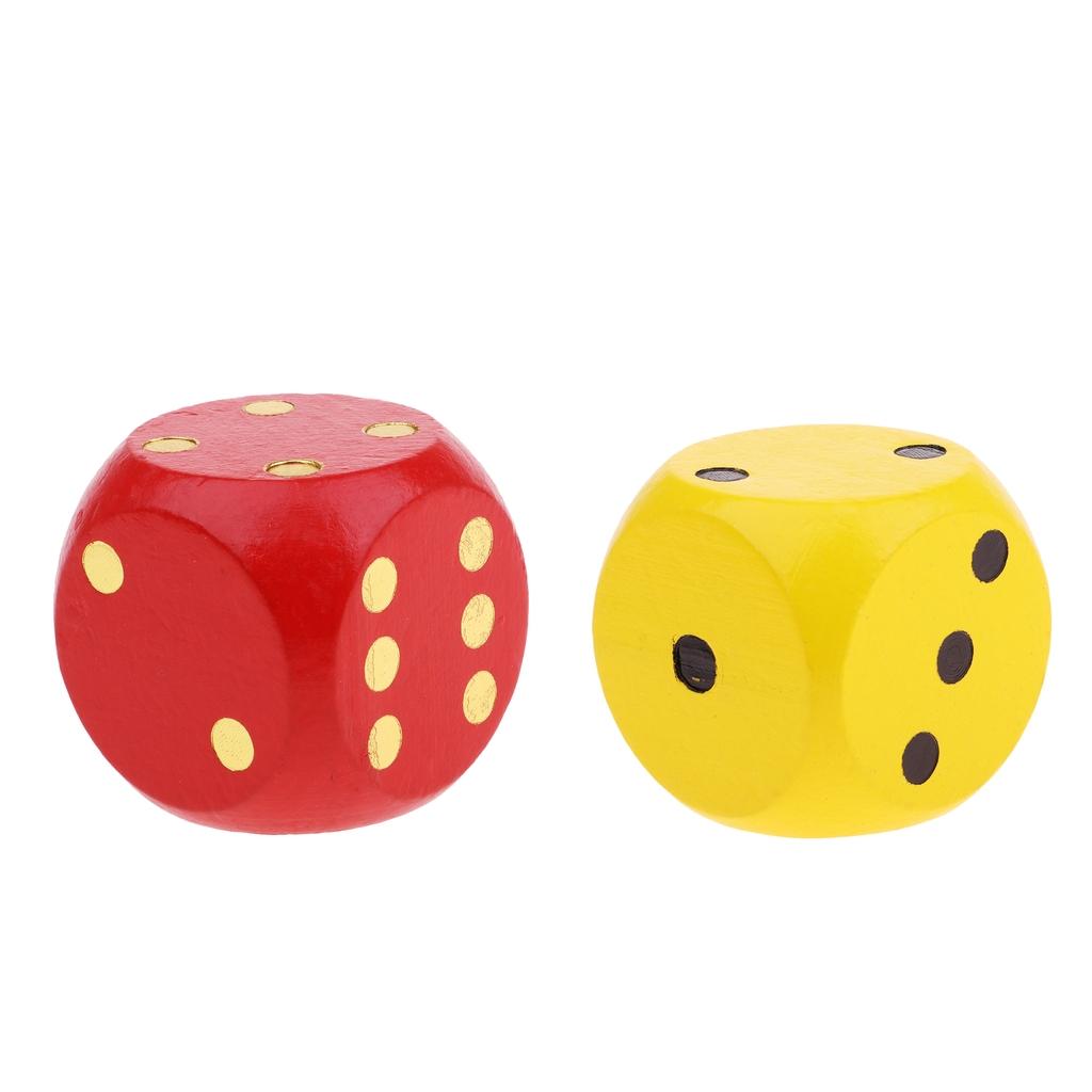 2pcs Extra Large Wooden Dice with Rounded Corner D6 Six Sided Dice 5cm