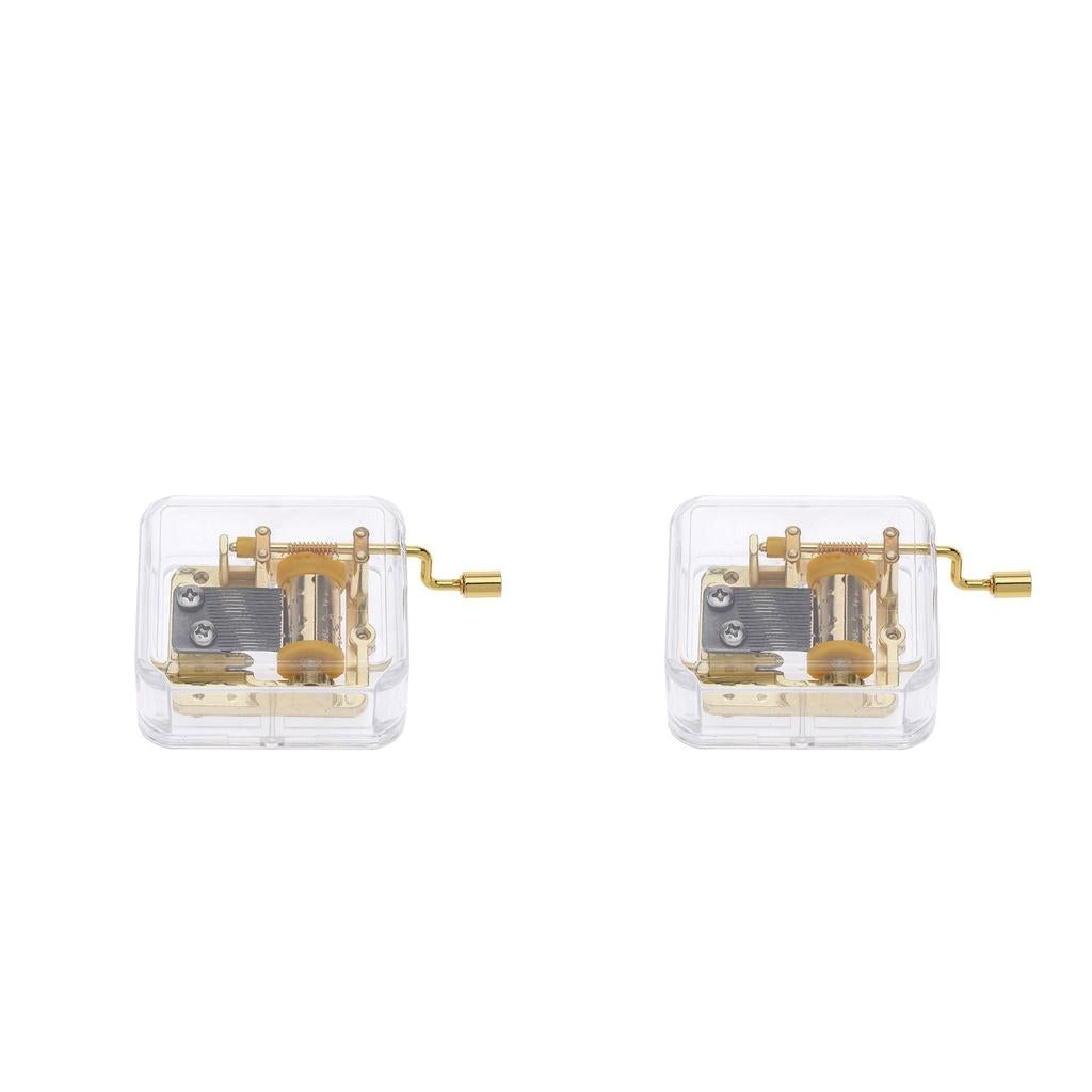 2x Hand Crank Music Box Movement Play Over The Rainbow + Amazing Grace