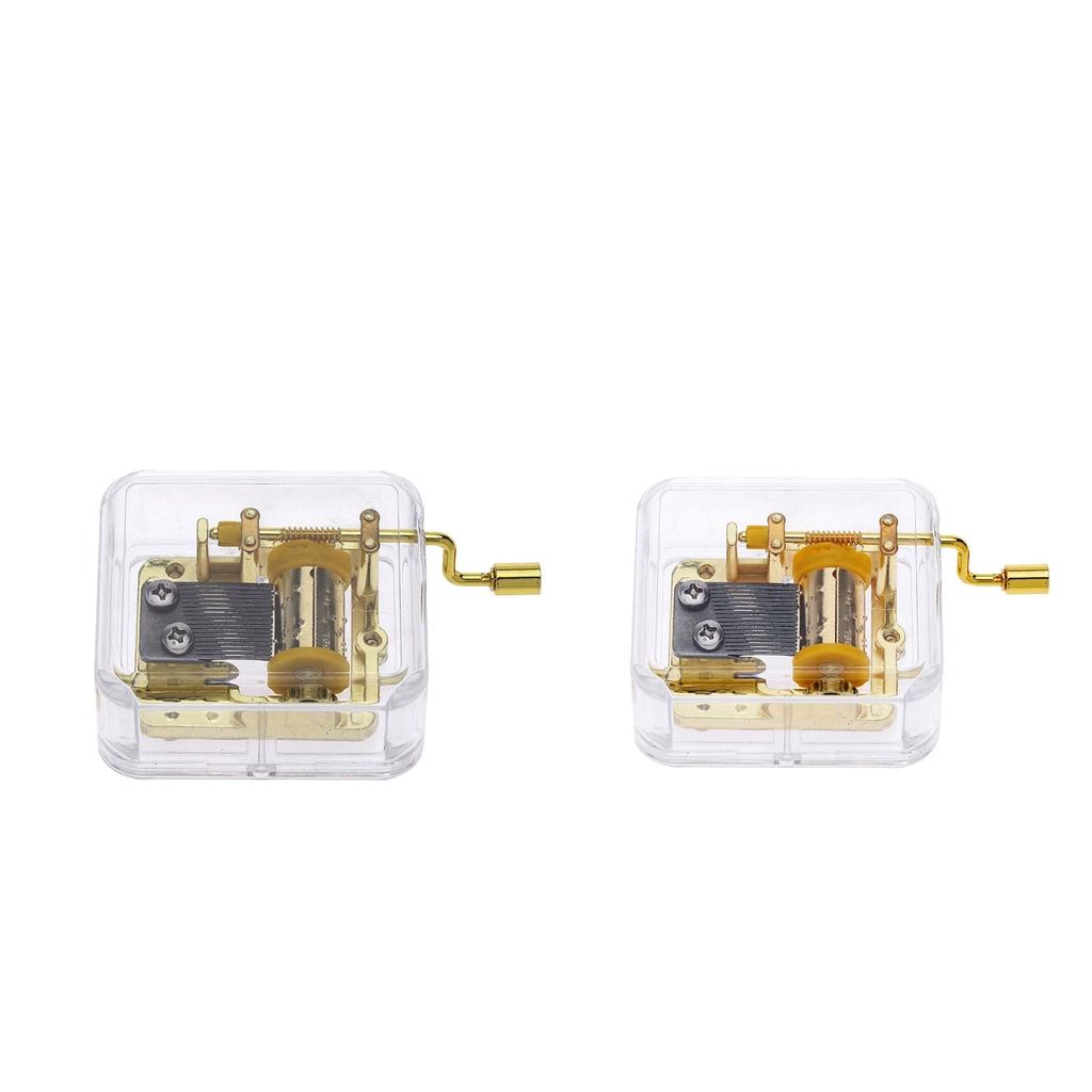 2x Hand Crank Music Box Movement Play Over The Rainbow + Amazing Grace
