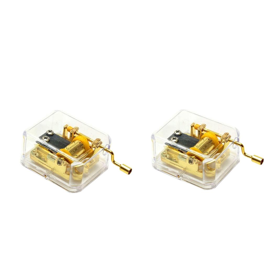 2x Hand Crank Music Box Movement Play Over The Rainbow + Amazing Grace