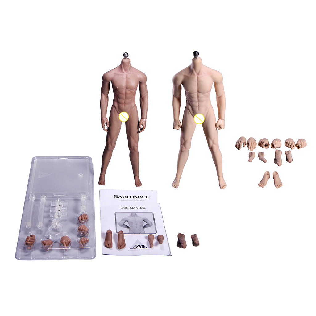 2/set 1/6 Scale Super Flexible Male Seamless Body with Steel Skeleton