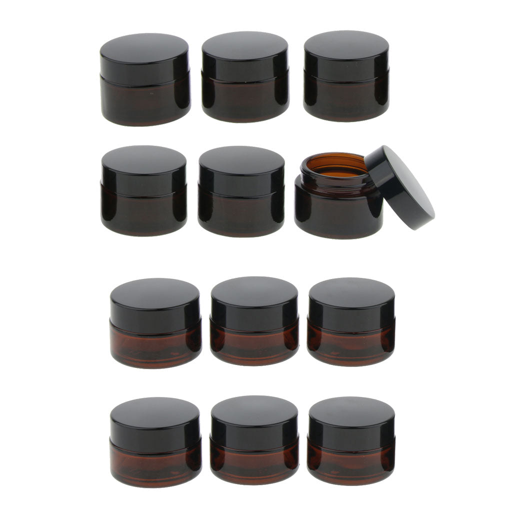 12X Refillable Cosmetic Container Round Glass Jar Vial for Face Cream Lotion
