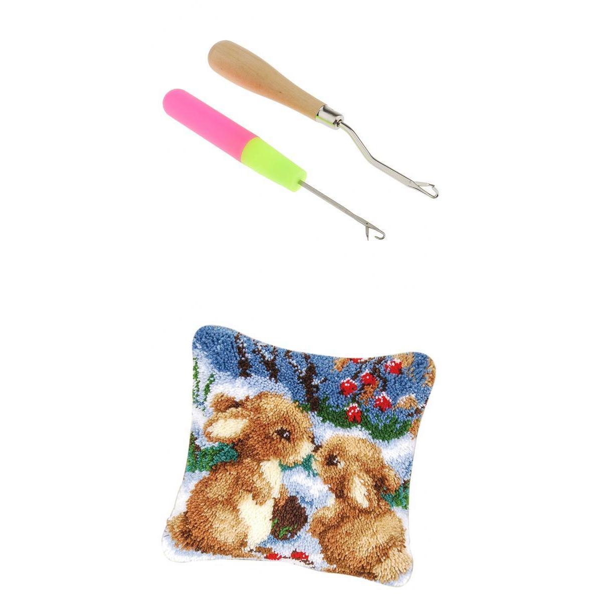 1 Set Rabbits Pillowcase Latch Hook Kits DIY Material Package for Beginners
