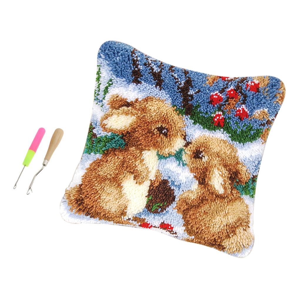 1 Set Rabbits Pillowcase Latch Hook Kits DIY Material Package for Beginners