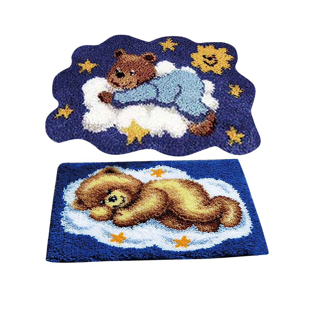 2 Set DIY Bear Latch Hook Kit with Basic Tool and Instruction for Rug Making