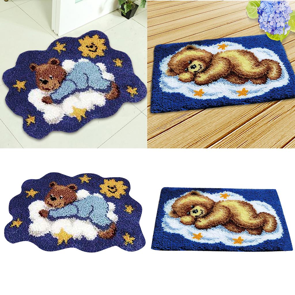 2 Set DIY Bear Latch Hook Kit with Basic Tool and Instruction for Rug Making