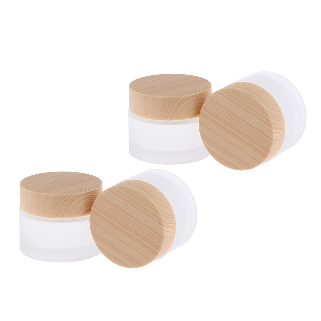 4x Face Cream Glass Bottles Makeup Lotion Scrubs Ointment Sample Jars Travel