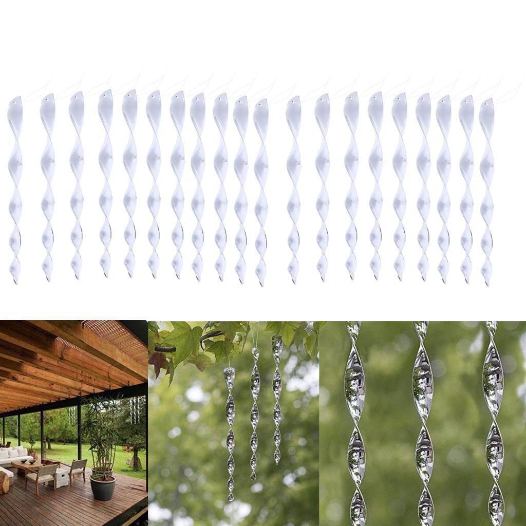 20Pcs Bird Repellent Wind Twisting Scare Rods Reflective Spiral Deterrent