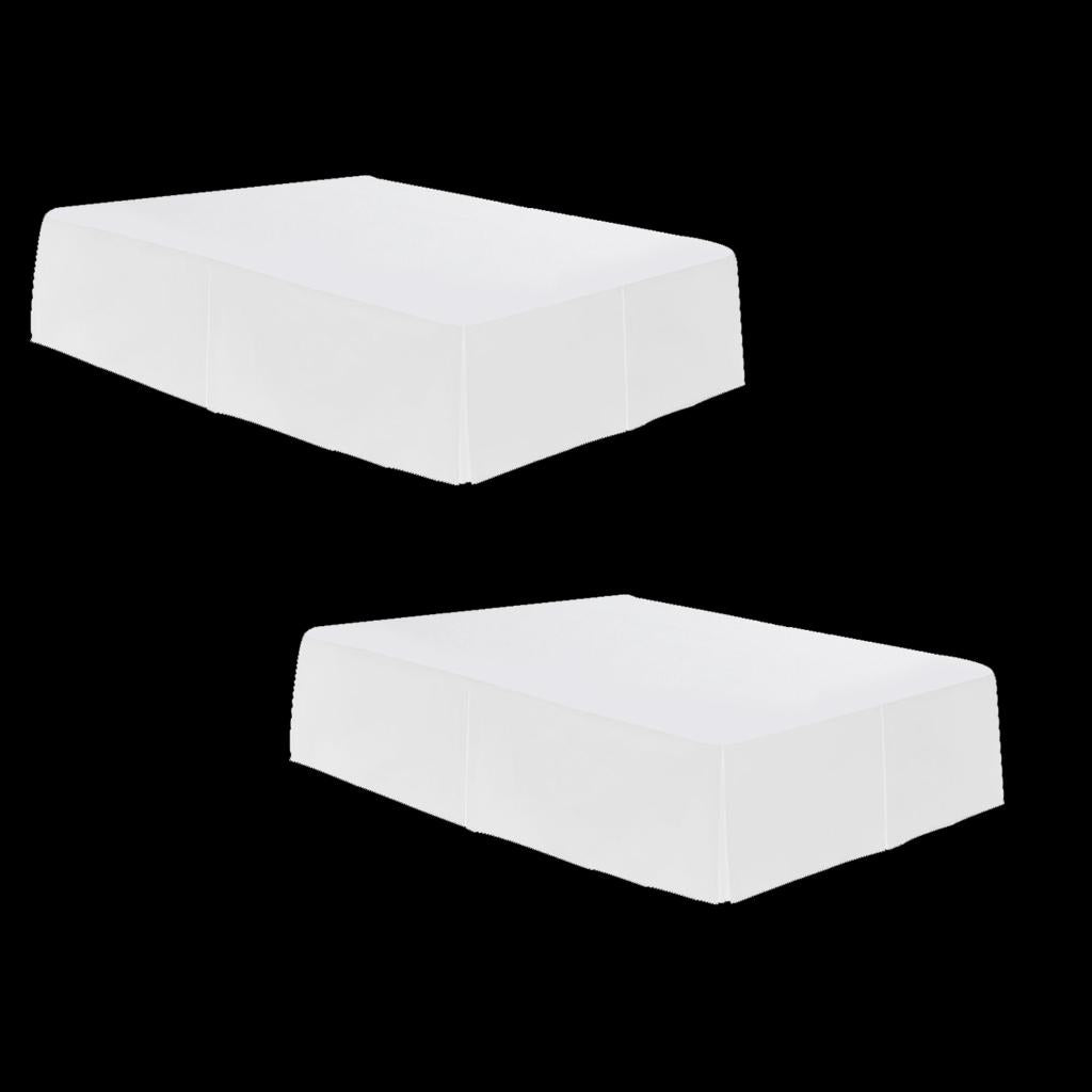 2xSolid Color Hotel Pleated Bed Skirt Wrinkle & Fade Resistant White_Queen