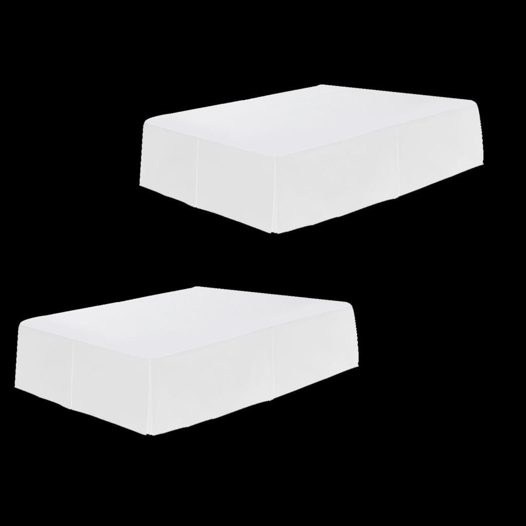 2xSolid Color Hotel Pleated Bed Skirt Wrinkle & Fade Resistant White_Queen
