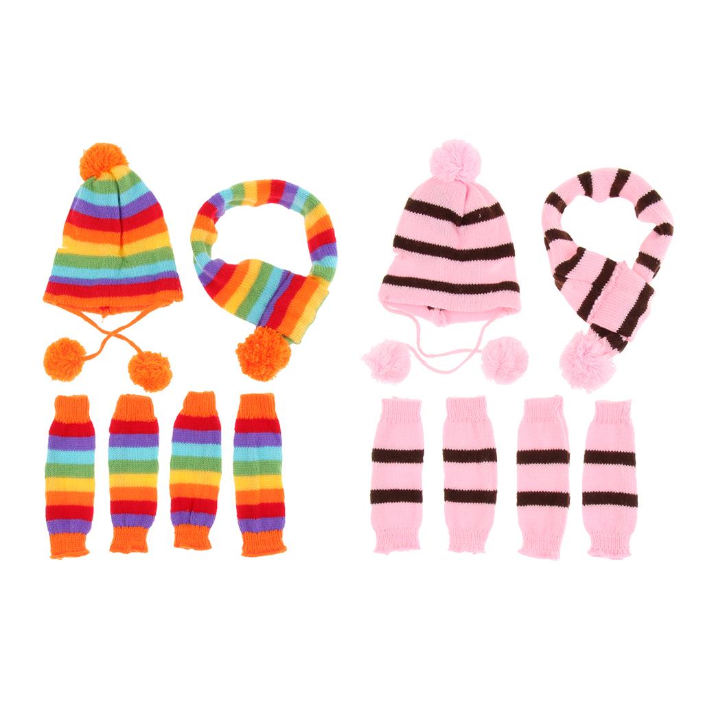 2 Set Small Dog Hat+Scarf+Socks Pet Puppy Cute Keep Warm M