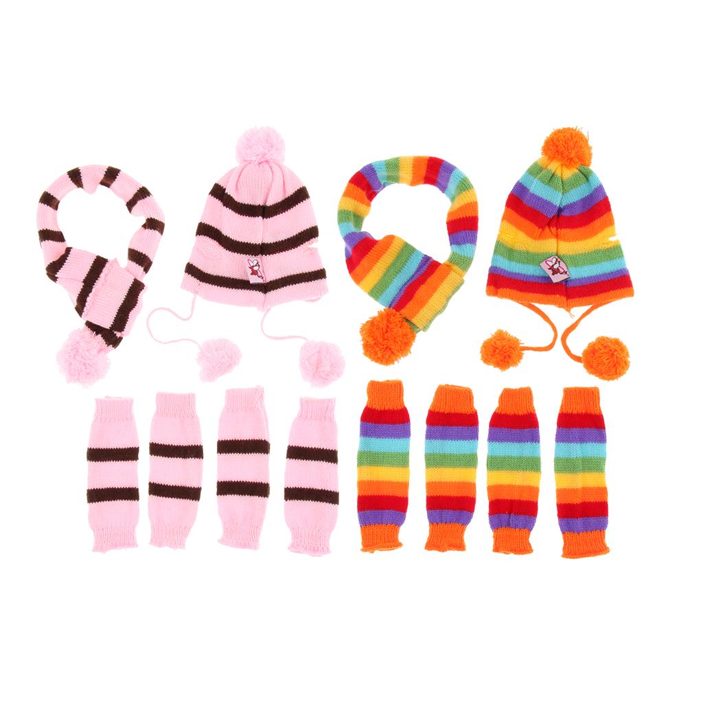 2 Set Small Dog Hat+Scarf+Socks Pet Puppy Cute Keep Warm M