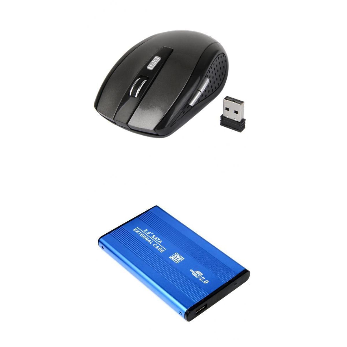 2.4GHz 1600dpi Wireless Mouse+USB2.0 SATA External 2.5 Hard Drive Enclosure"
