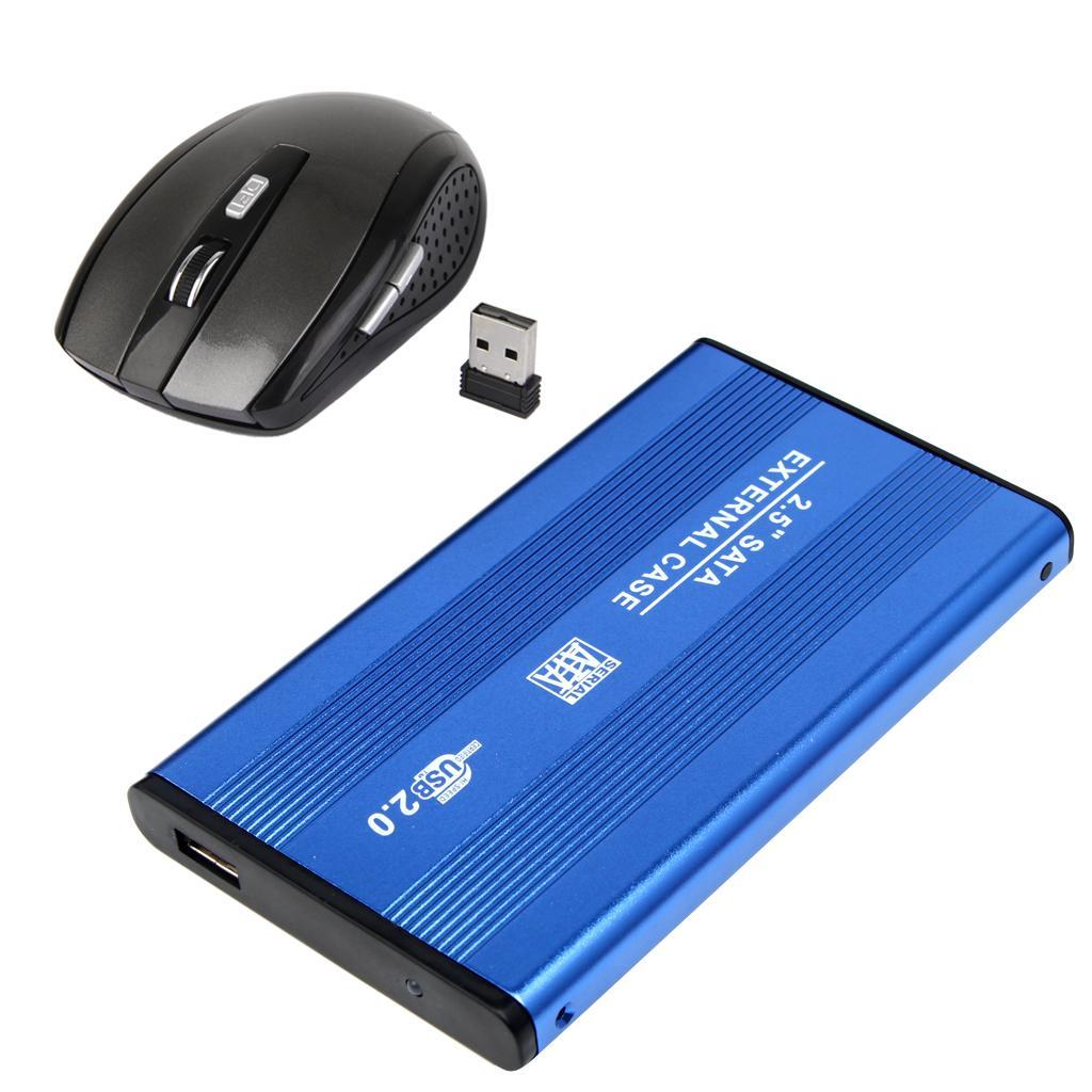 2.4GHz 1600dpi Wireless Mouse+USB2.0 SATA External 2.5 Hard Drive Enclosure"