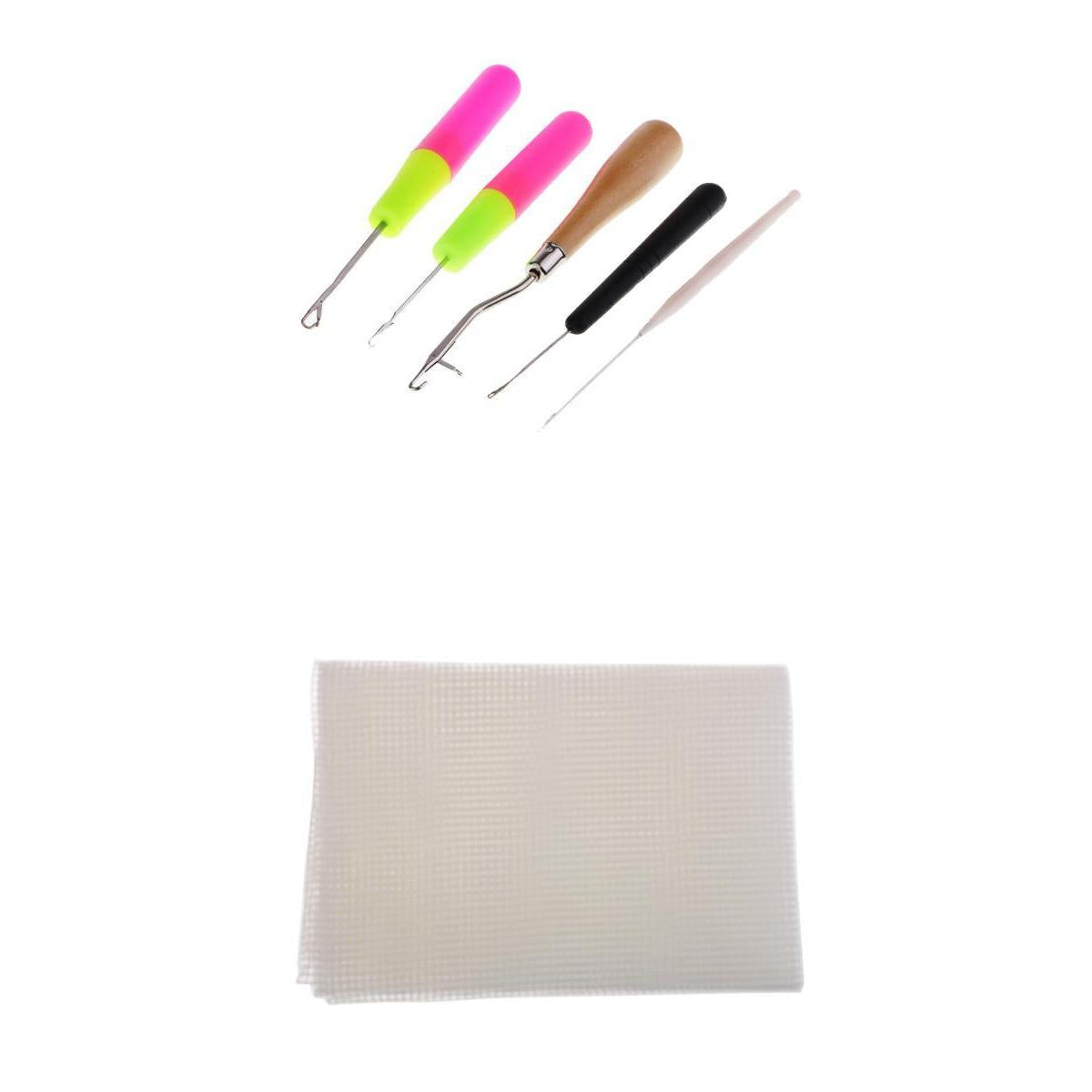 5pcs Latch Hook Tool and 1 Yard Blank Rug Hooking Mesh Canvas for Rug Making