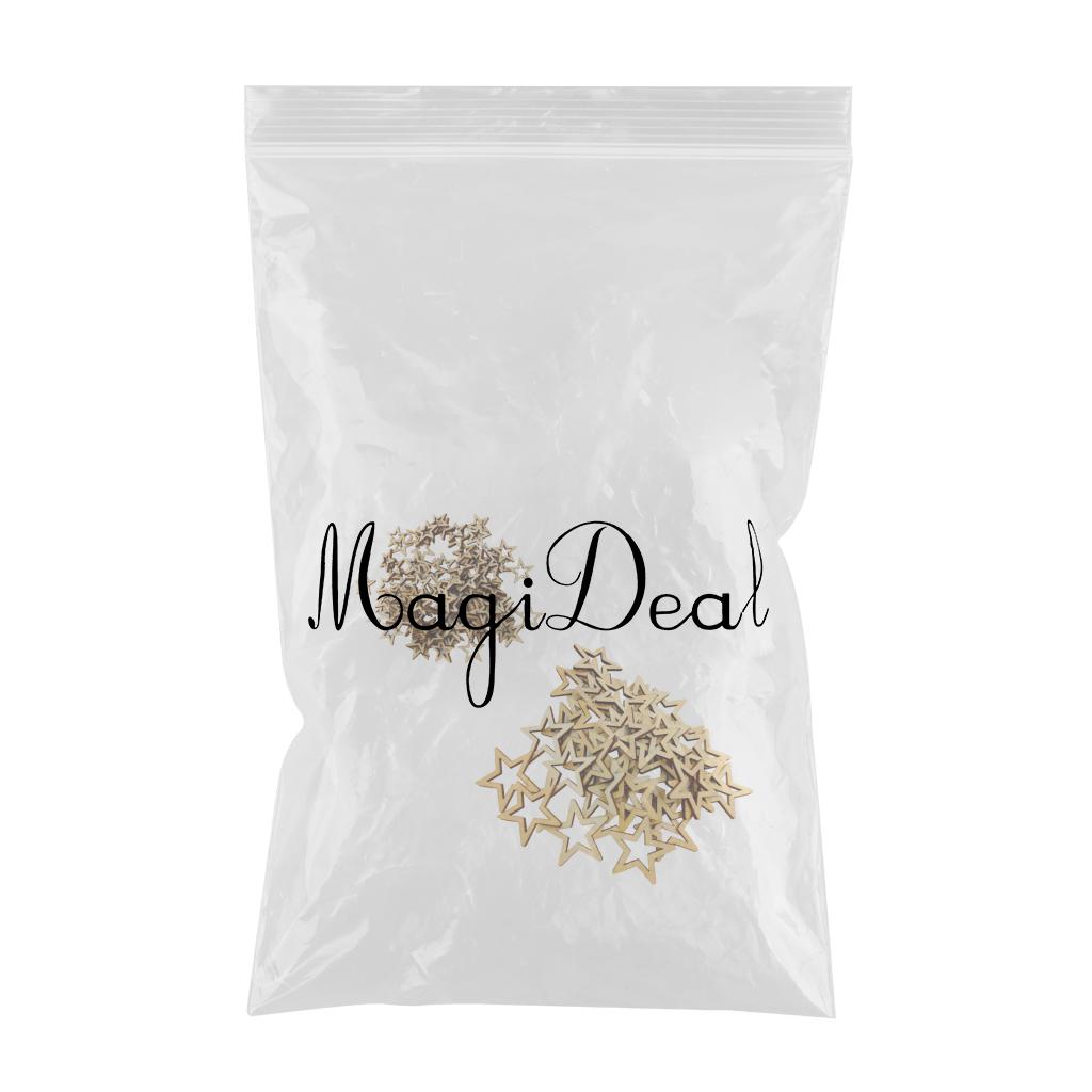 150 Pieces Unfinished Hollow Star Shape Wooden Embellishments 20mm