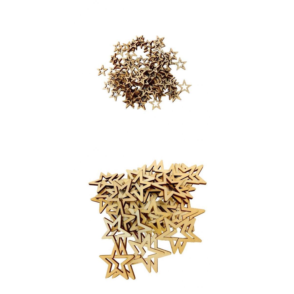 150 Pieces Unfinished Hollow Star Shape Wooden Embellishments 20mm
