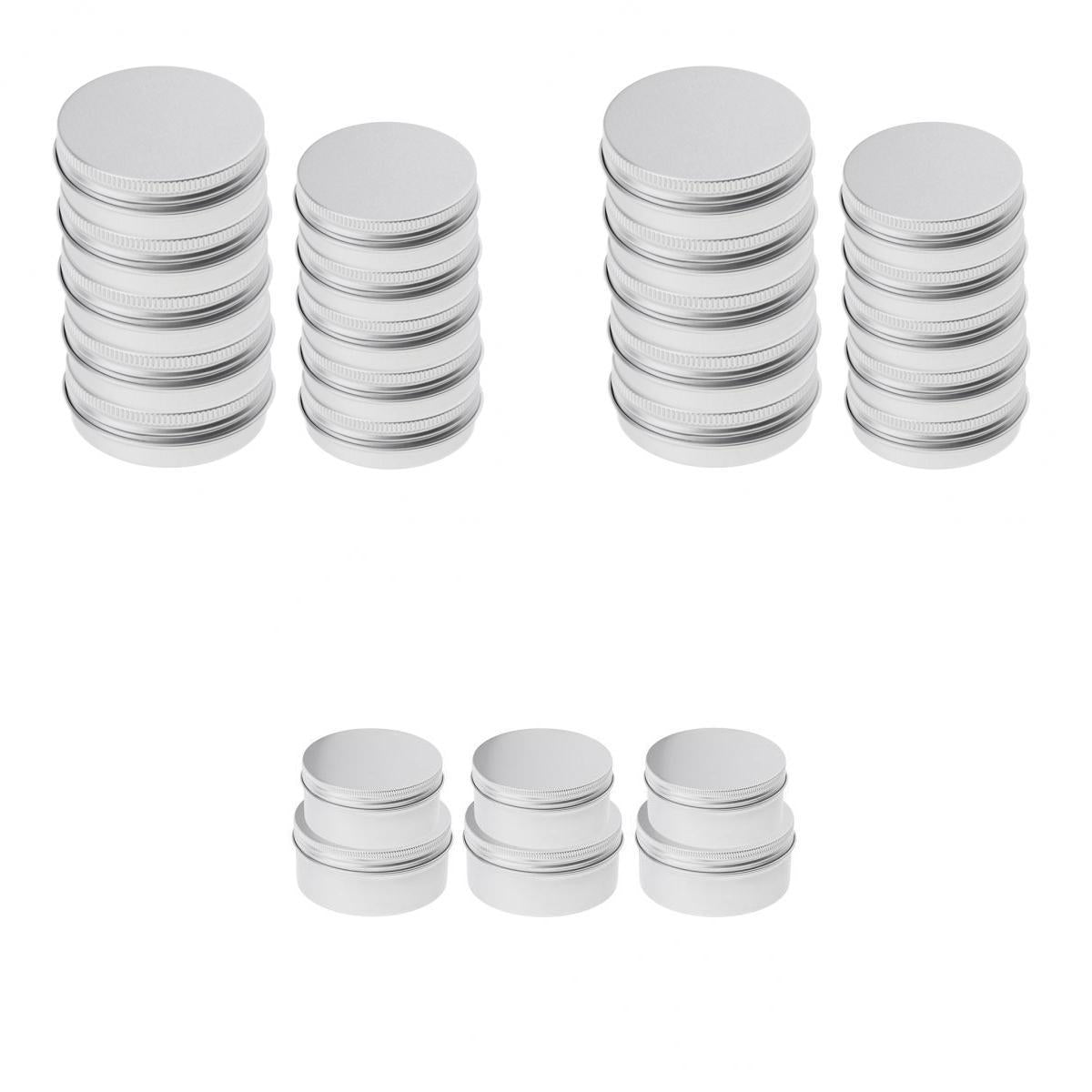 26 Pieces Mixed Size Aluminium Lip Balm Empty Pot Jar Tin Container Box Case