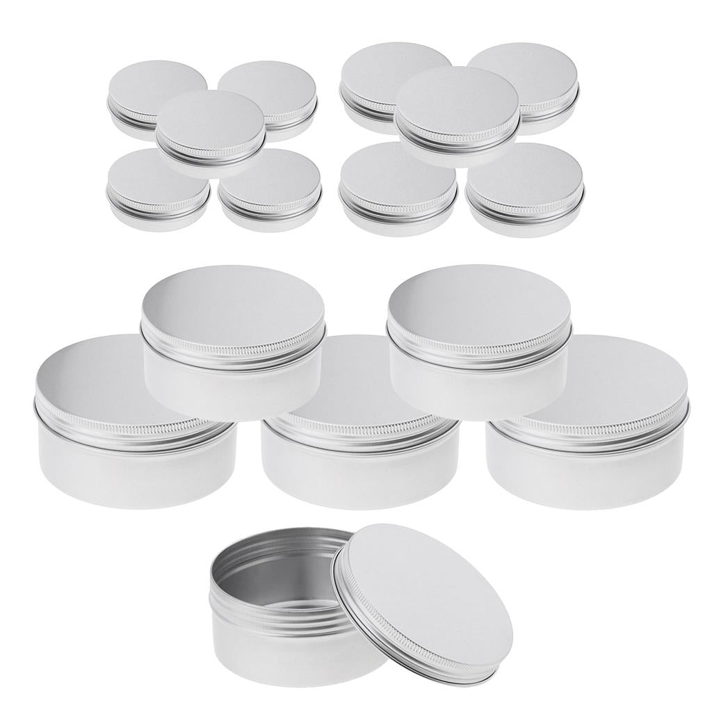26 Pieces Mixed Size Aluminium Lip Balm Empty Pot Jar Tin Container Box Case