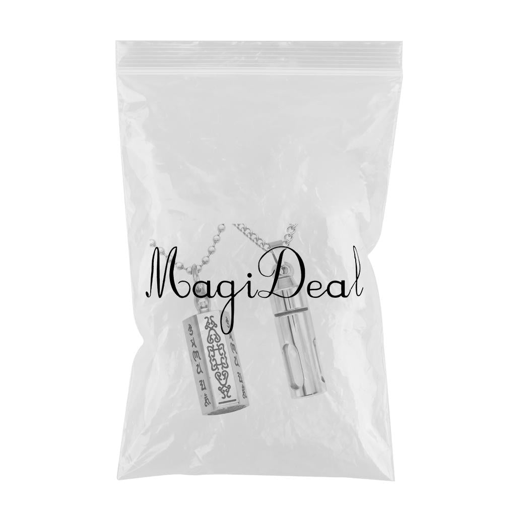 2 Pieces Stainless Steel Tube Bottle Buddhist Mantra Prayer Pendant Necklace