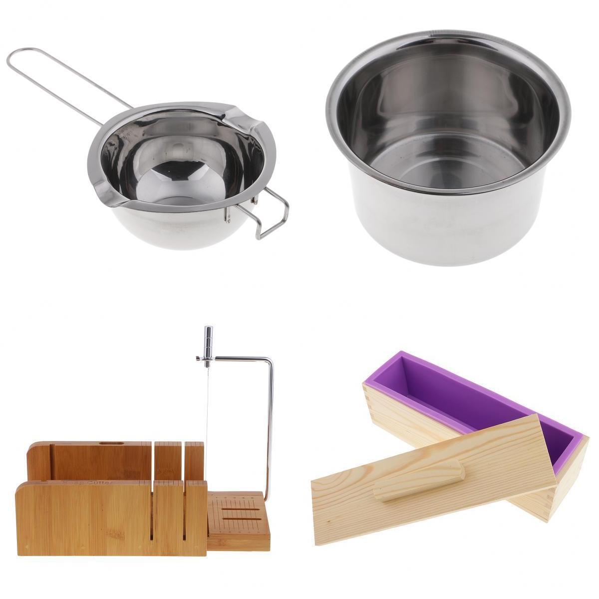 4 Pieces Soap Cutter Soap Making Loaf Mould Soap Melting Pot Double Boiler