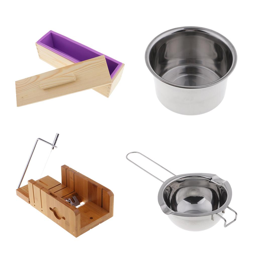 4 Pieces Soap Cutter Soap Making Loaf Mould Soap Melting Pot Double Boiler