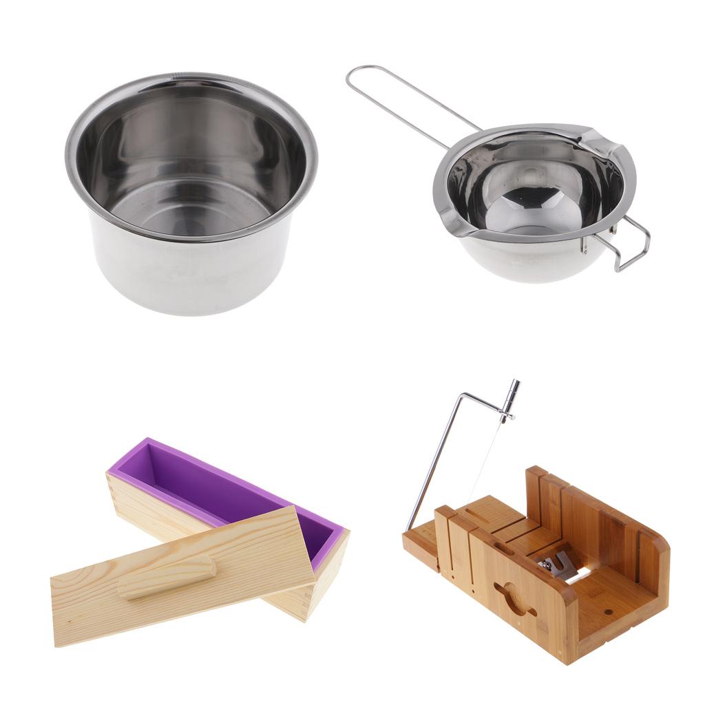 4 Pieces Soap Cutter Soap Making Loaf Mould Soap Melting Pot Double Boiler