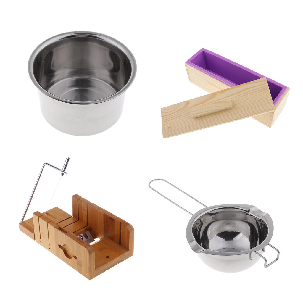 4 Pieces Soap Cutter Soap Making Loaf Mould Soap Melting Pot Double Boiler