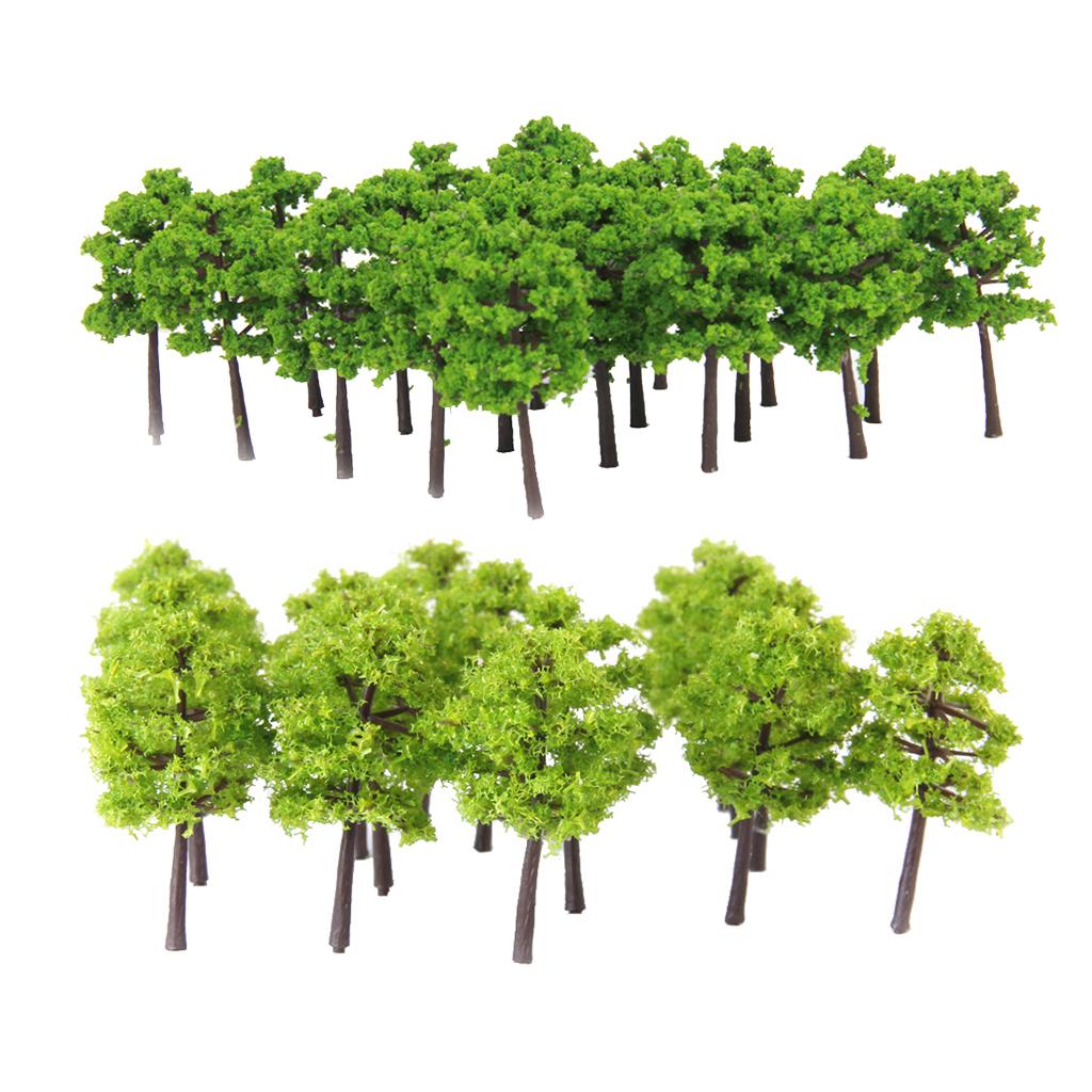 80Piece 1/250 N Scale Green Painted Tree Models for Diorama Architecture DIY