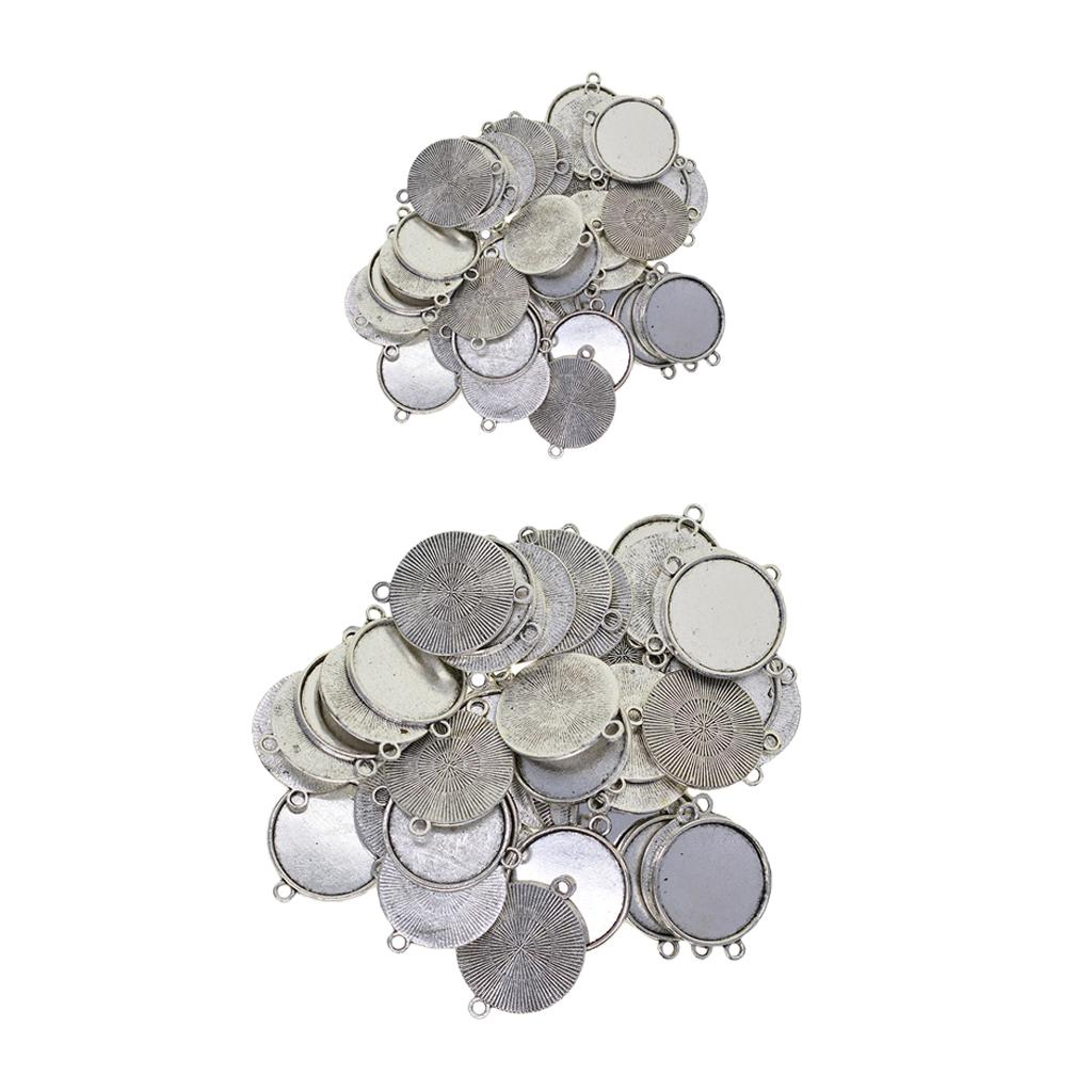 100Pc Tibetan Silver Round Pendant Blank Cabochon Base Setting Trays 12/20mm