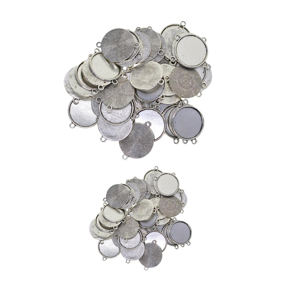 100Pc Tibetan Silver Round Pendant Blank Cabochon Base Setting Trays 12/20mm