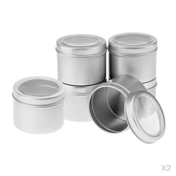 12Pcs Aluminum Round Tin,Jar,Bottle,Can,Storage Container With Screw Lid