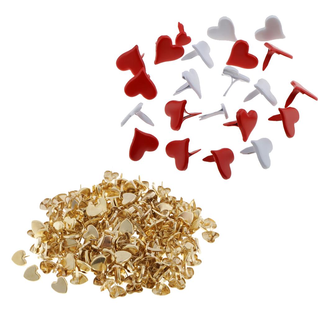 300x 9/11mm Metal Mini Heart Paper Fastener Brad for DIY Scrapbooking Crafts