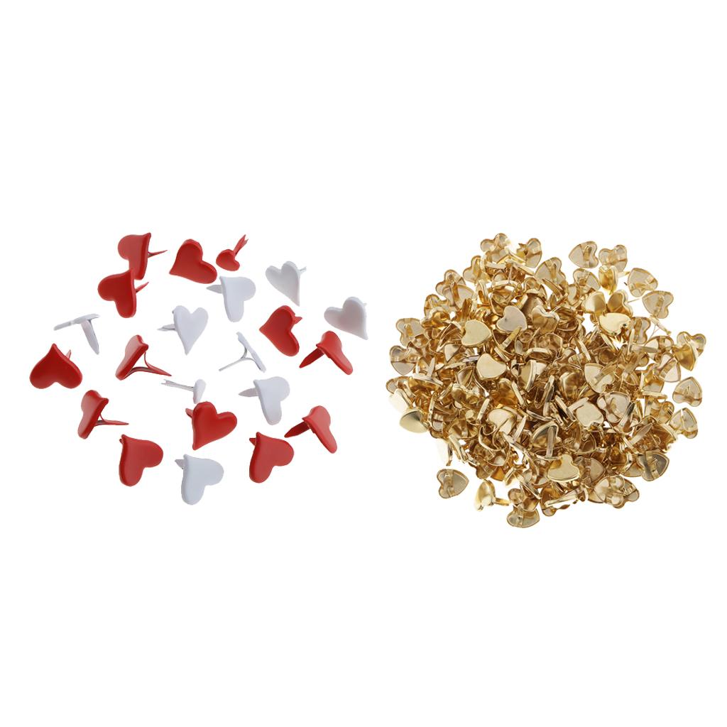 300x 9/11mm Metal Mini Heart Paper Fastener Brad for DIY Scrapbooking Crafts