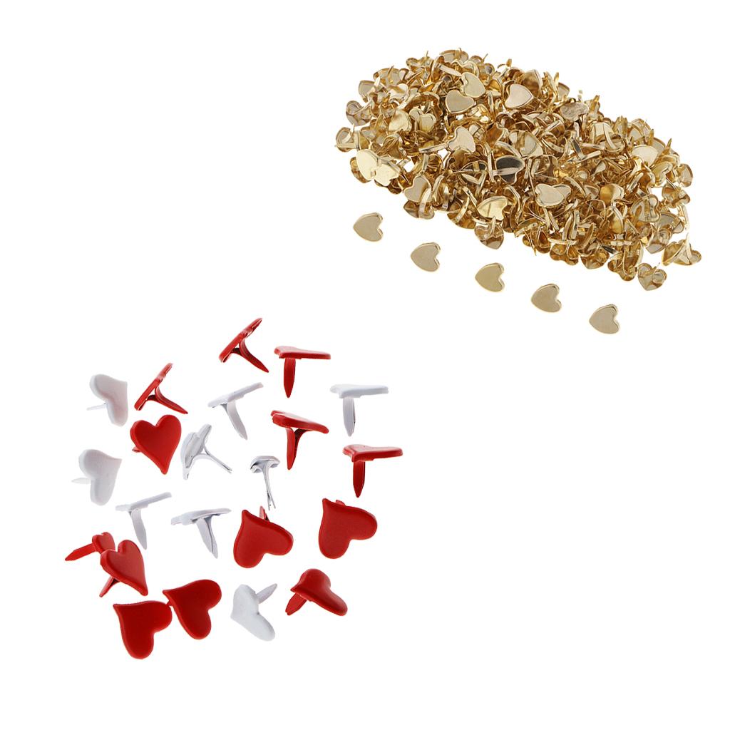 300x 9/11mm Metal Mini Heart Paper Fastener Brad for DIY Scrapbooking Crafts
