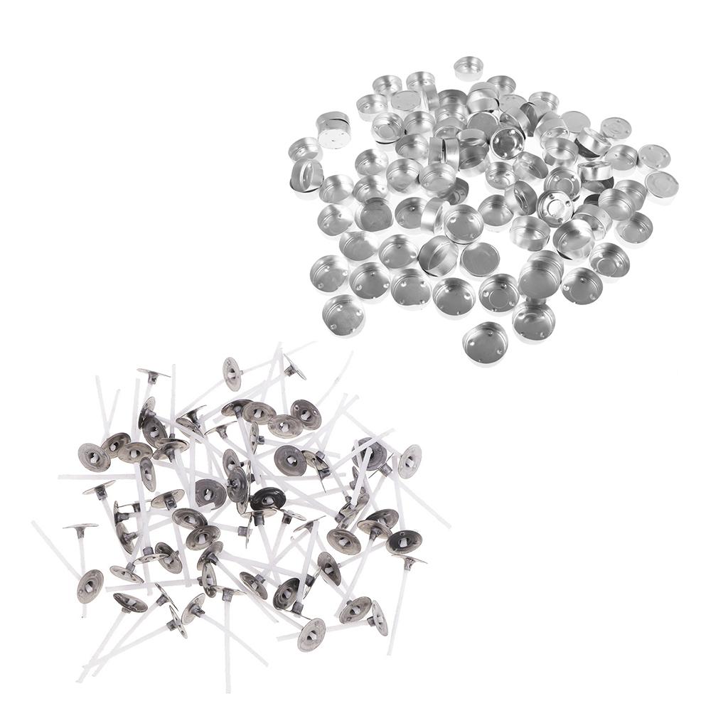 200 Pcs Aluminium Tea Light Case Containers & Candle Wicks Candles Making