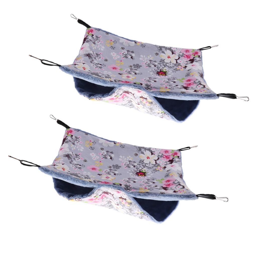 2pcs Pet Hamster Parrot Ferret Rabbit Squirrel Hammock Hanging Bed Mat