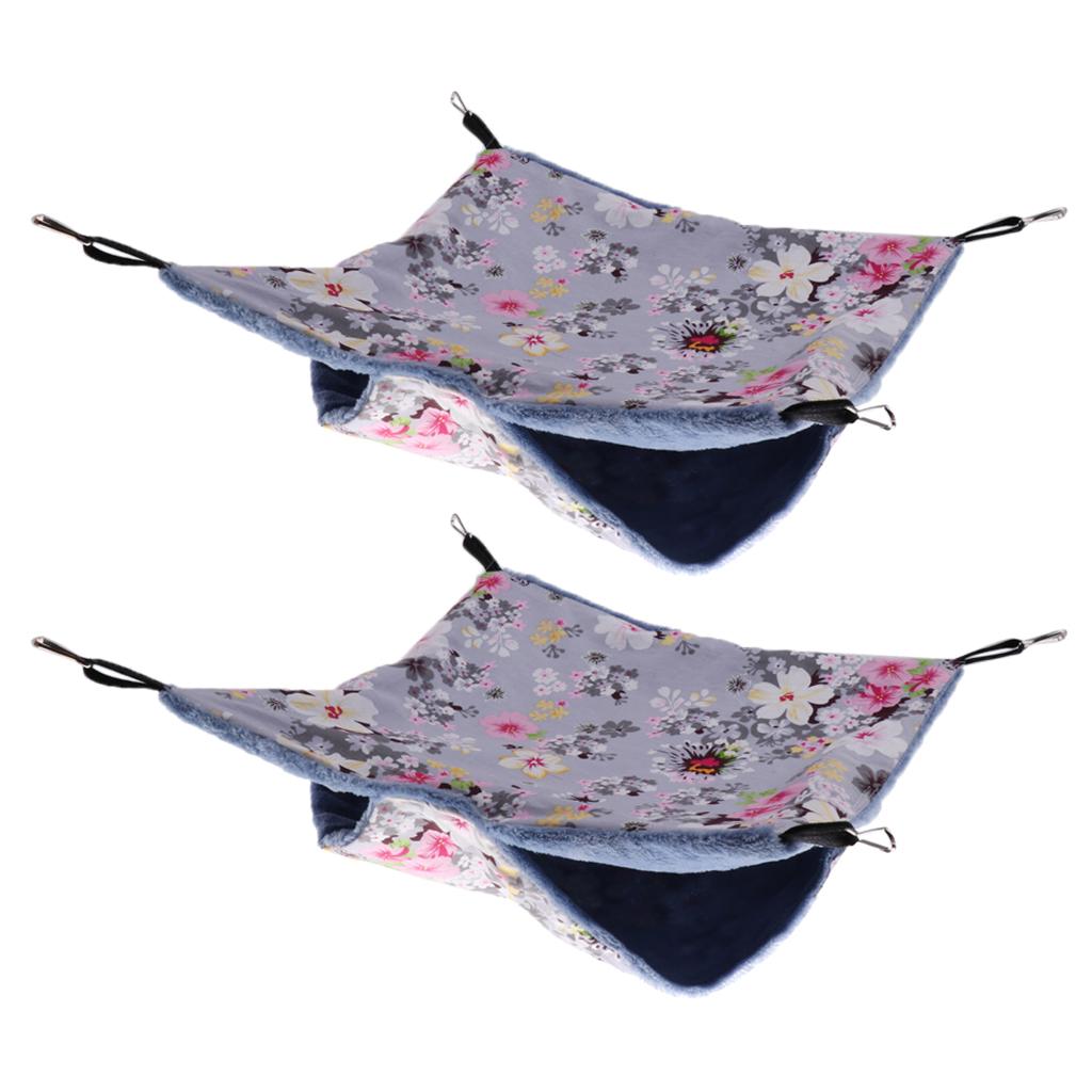 2pcs Pet Hamster Parrot Ferret Rabbit Squirrel Hammock Hanging Bed Mat