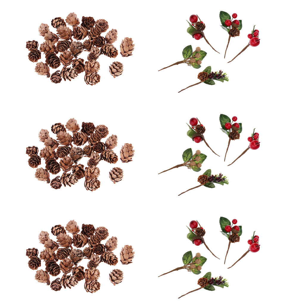 105 Pieces Shabby Chic Artificial Dried Flowers Natural Pine Cones Ornaments