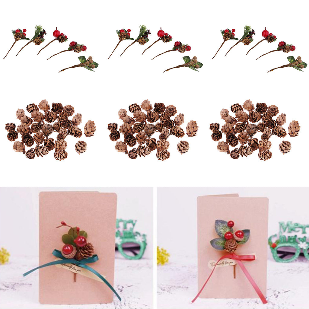 105 Pieces Shabby Chic Artificial Dried Flowers Natural Pine Cones Ornaments