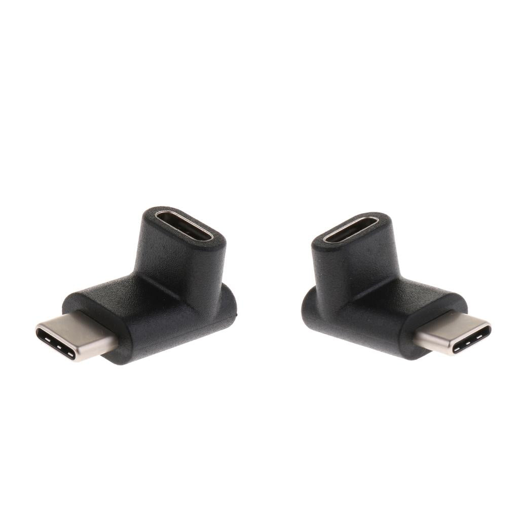 2Pcs 90 Right Angle USB3.1 Type-C Male to Female Adapter Converter for PC