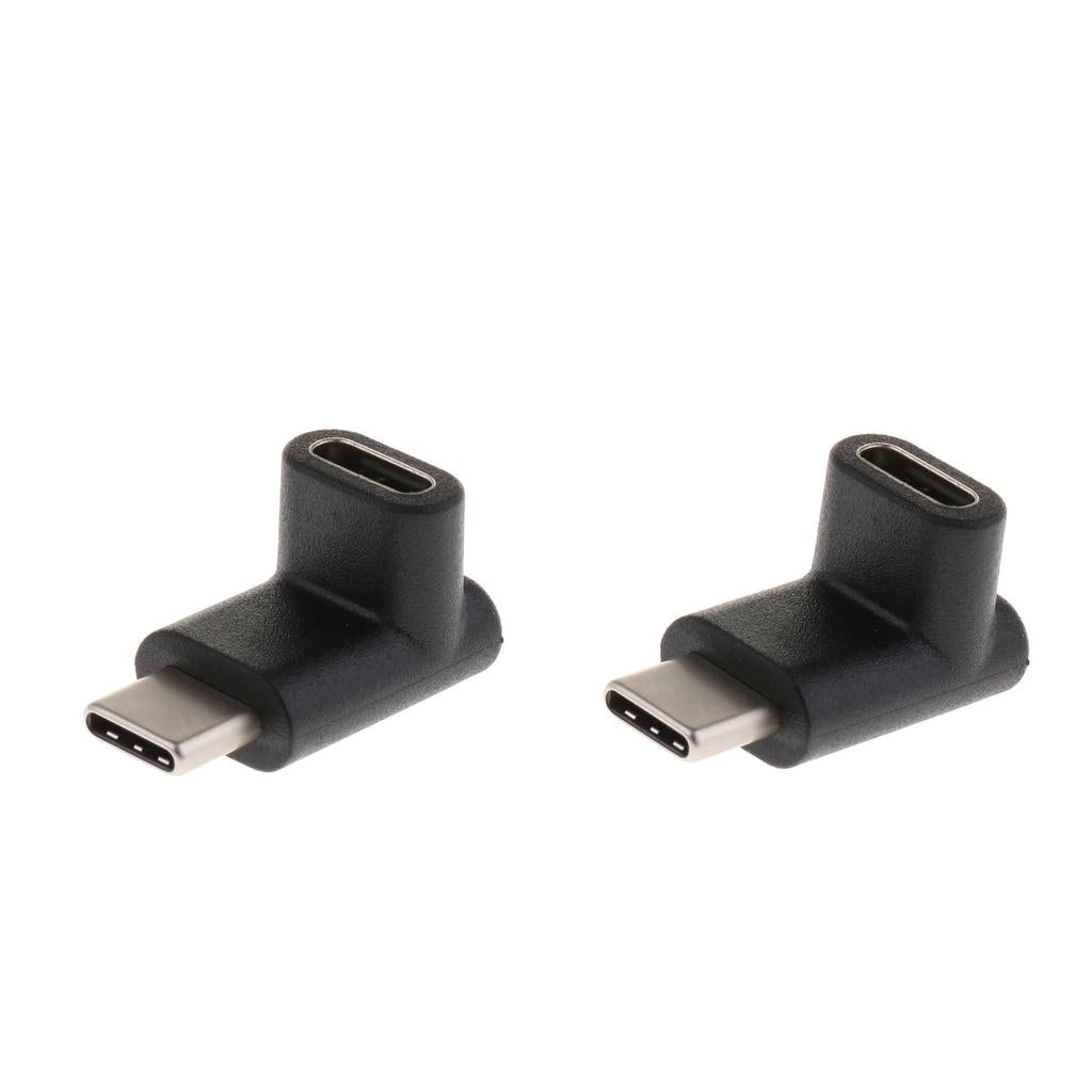 2Pcs 90 Right Angle USB3.1 Type-C Male to Female Adapter Converter for PC