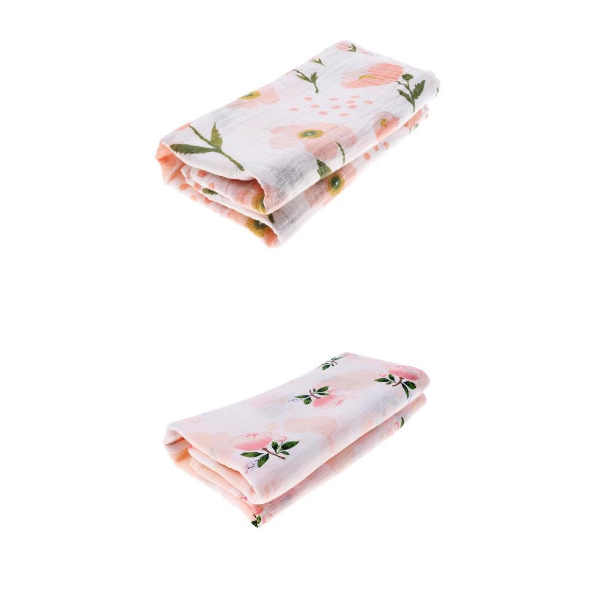 2Pcs Soft Muslin Baby Swaddling Blanket Newborn Cotton Swaddle Towel