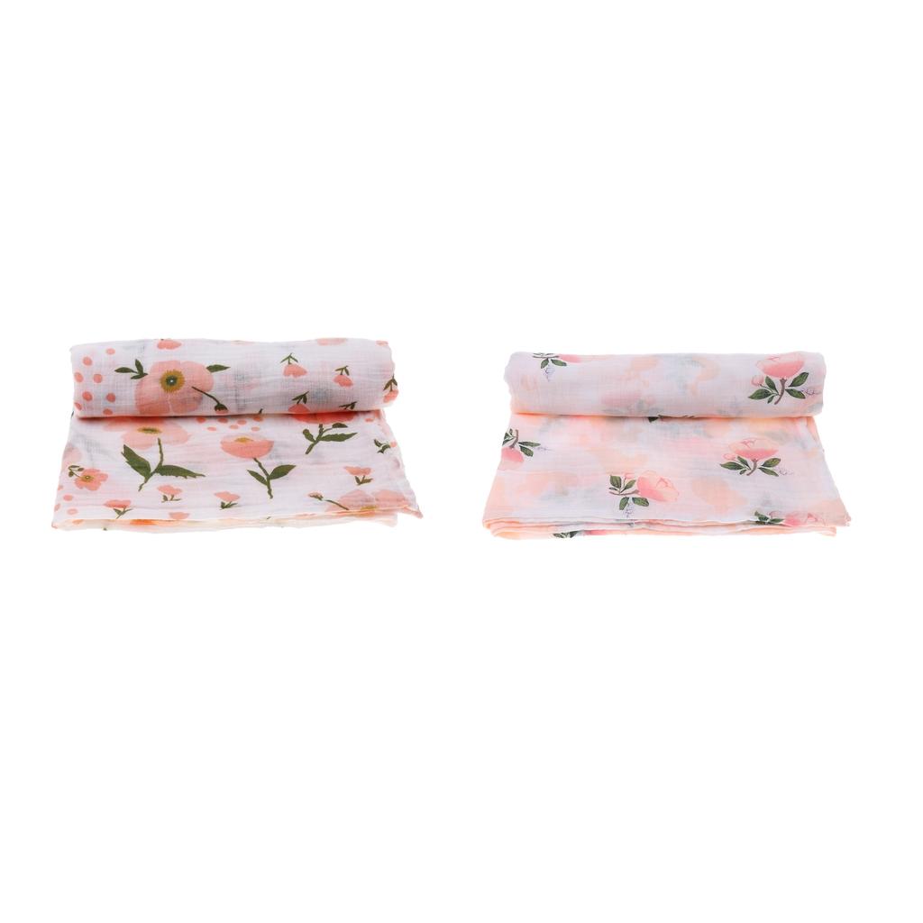 2Pcs Soft Muslin Baby Swaddling Blanket Newborn Cotton Swaddle Towel