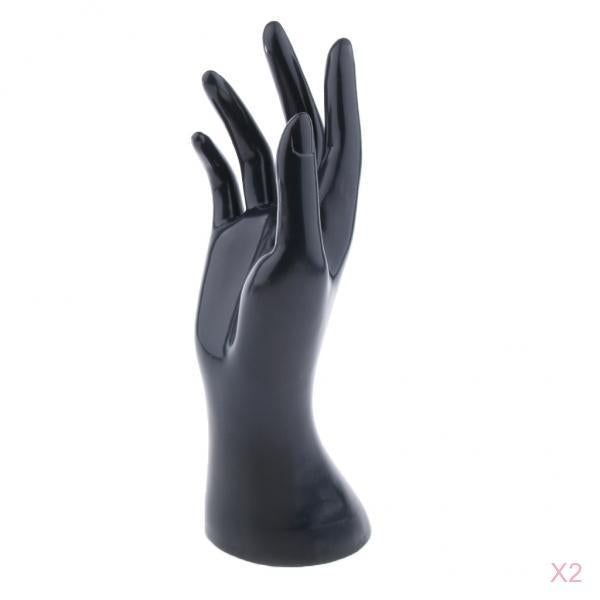 2Pieces Female Mannequin Hand for Jewelry Bracelet Ring Watch Display Black