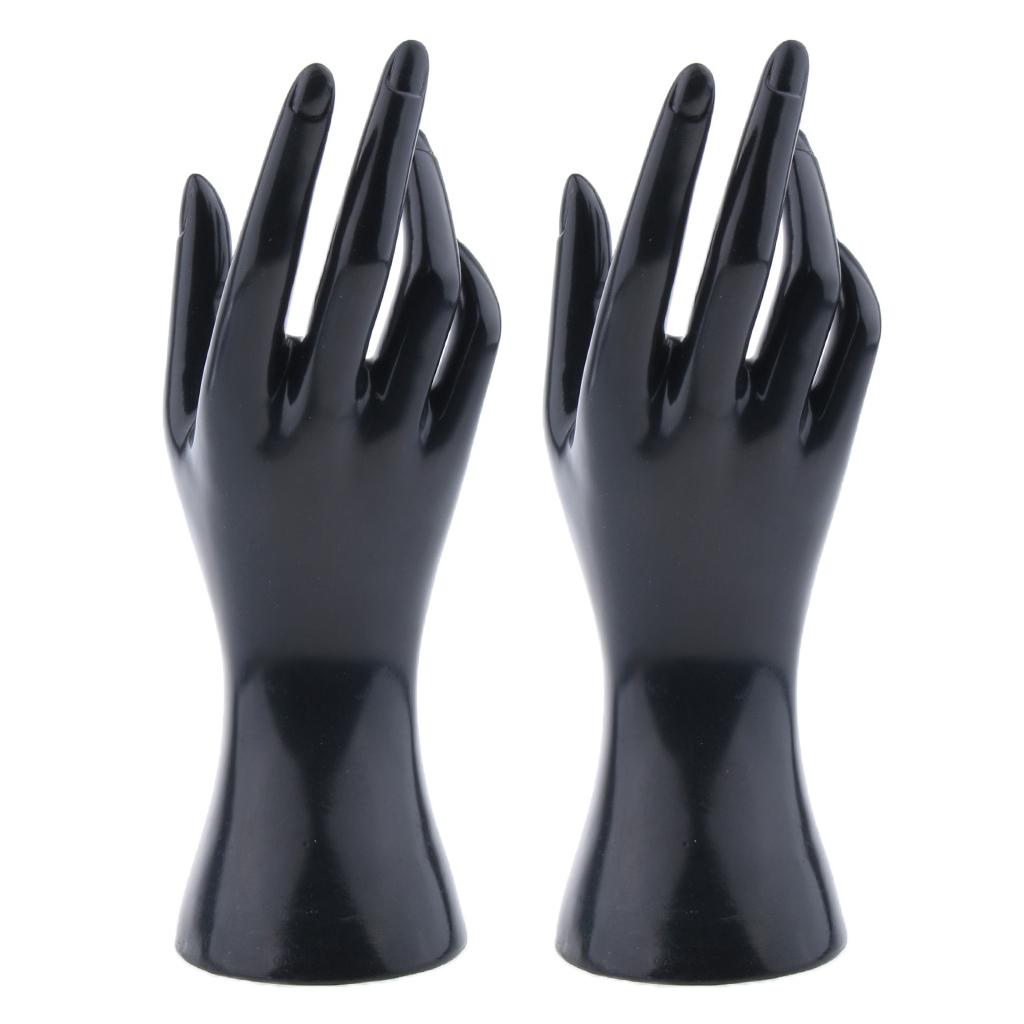2Pieces Female Mannequin Hand for Jewelry Bracelet Ring Watch Display Black