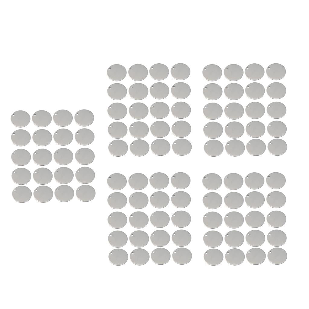 100x Round Stainless Steel Tag Findings Pet Identification label Blank 15mm