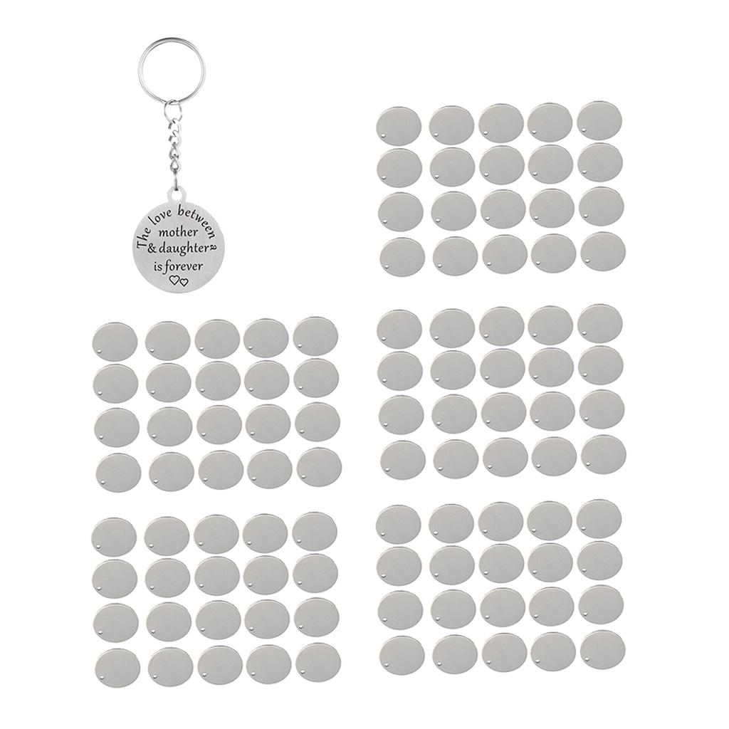 100x Round Stainless Steel Tag Findings Pet Identification label Blank 18mm