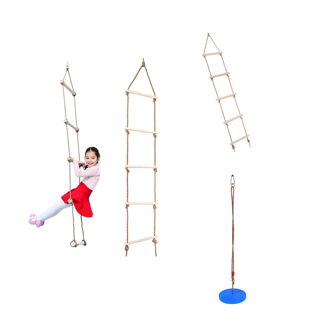 Climbing Ladder & Tree Hanging Disc Rope Swing, Outdoor Toy for Kids - Blue