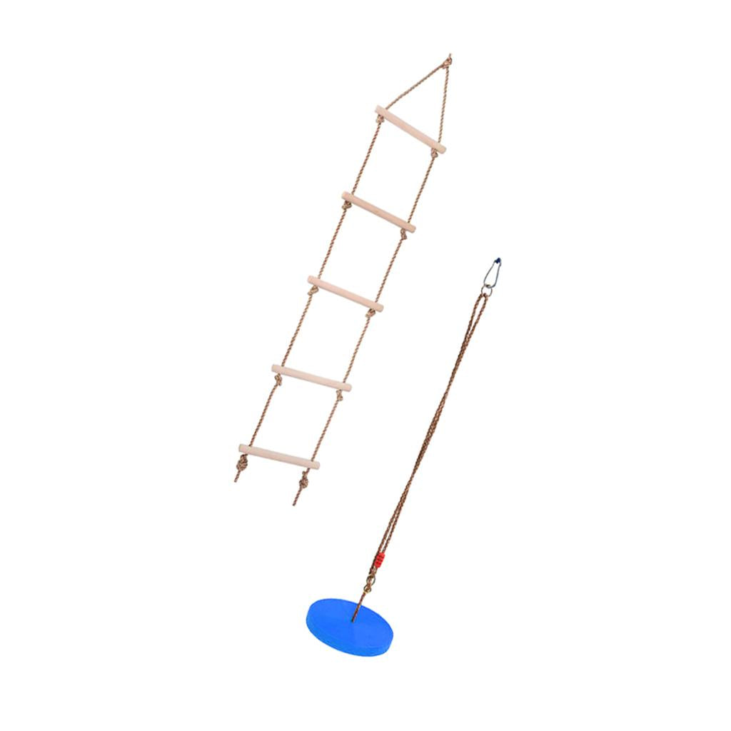 Climbing Ladder & Tree Hanging Disc Rope Swing, Outdoor Toy for Kids - Blue